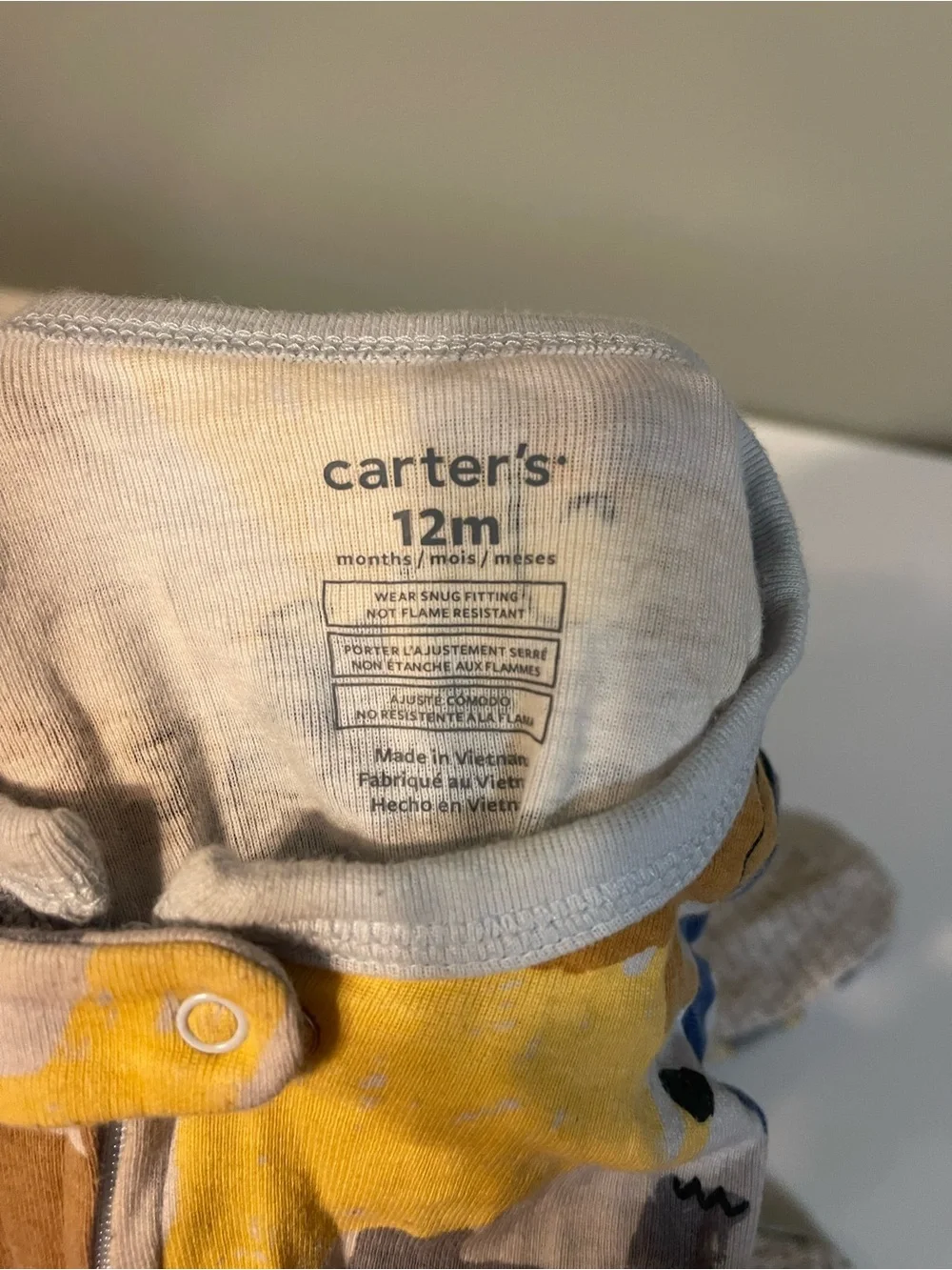 Carter's Kids Fox Print in Yellow, Blue, Green, Brown, Gray footie pajamas